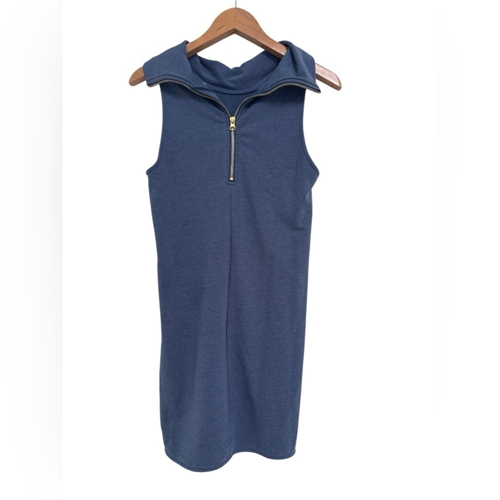 Anthropologie Sundays Blue Mock High Neck Sleeveless Shirt Dress